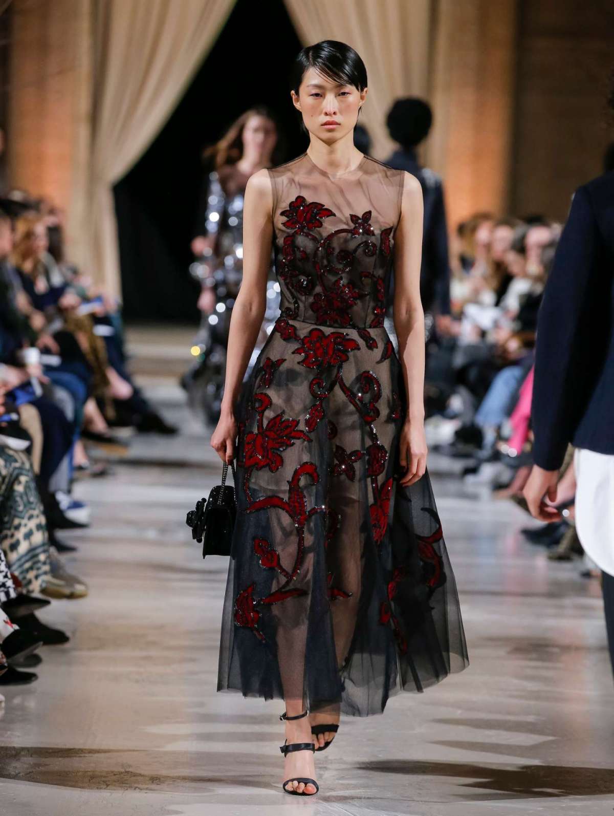 Vestito da sera in tulle e velluto Oscar De La Renta