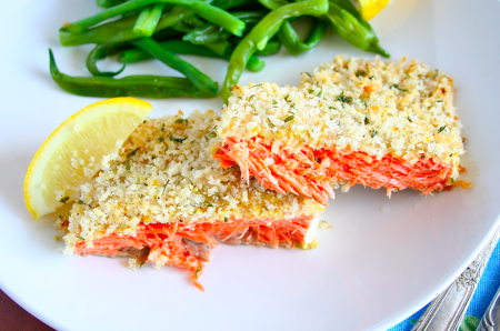 Tagliata di salmone al pepe verde