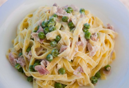 tagliatelle piselli panna prosciutto