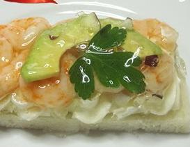 Tartine ai gamberi