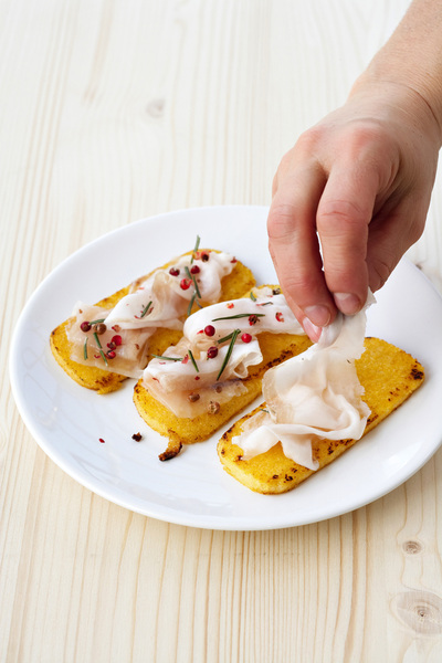 Tartine con la polenta